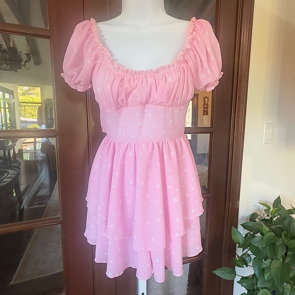 Lucy in the Sky Ruffle Mini Dress with Polka Dots